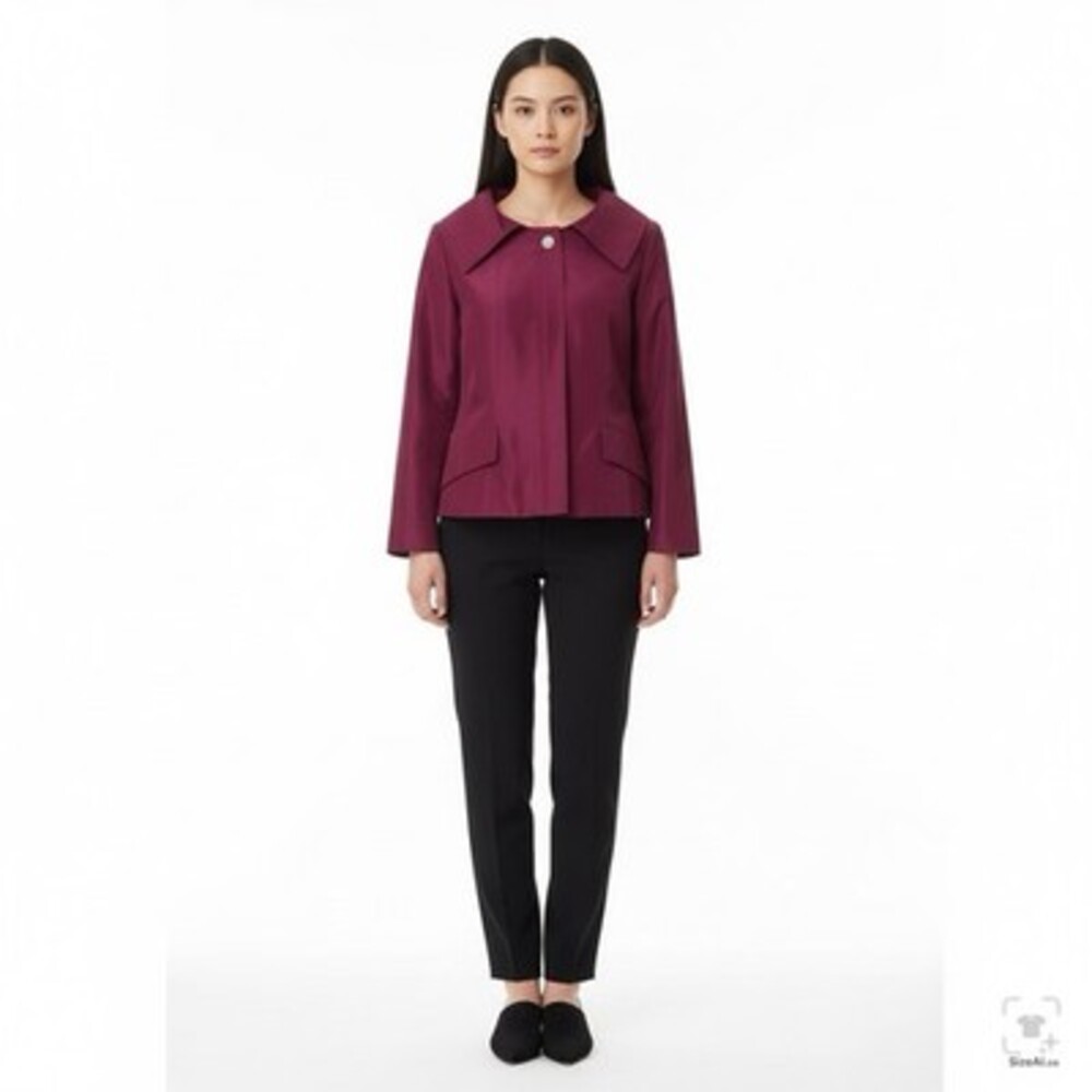 Teri Jon Rickie Freeman Silk Jacket Small Magenta Cropped Bow Belt Formal
